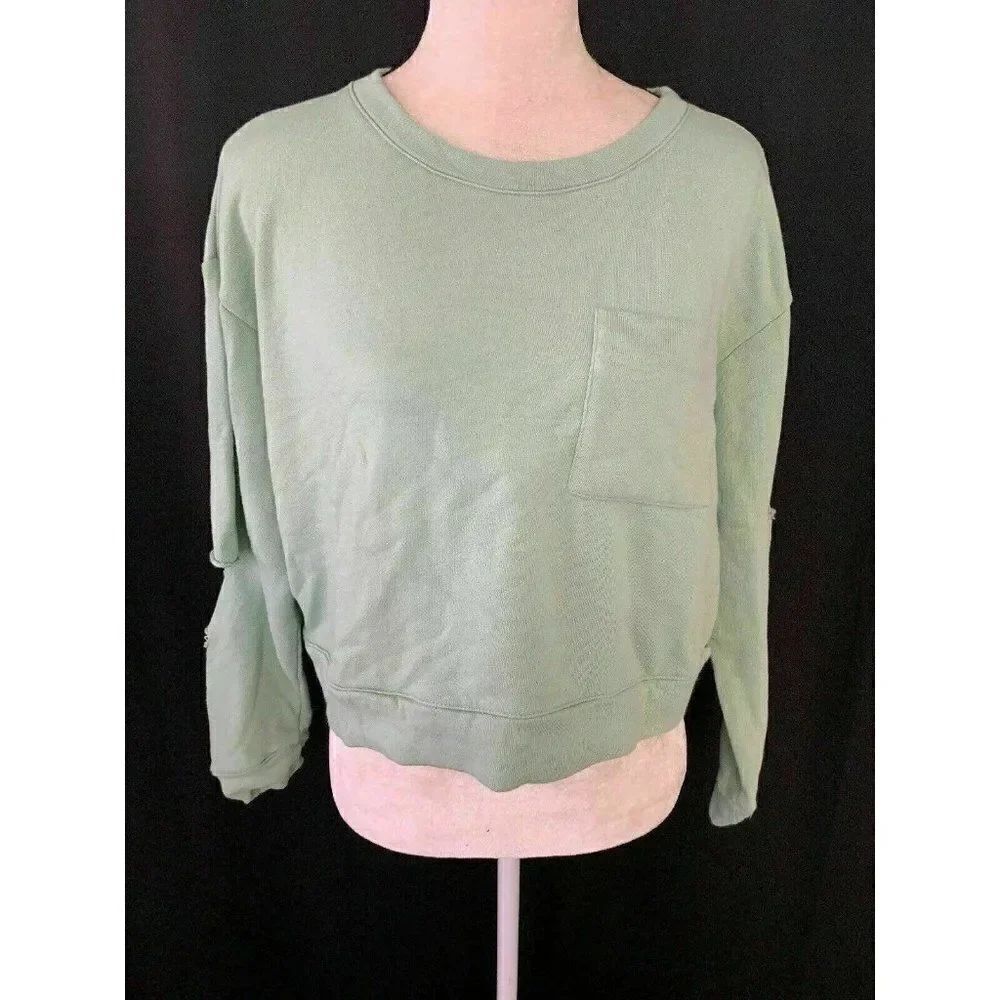 Zara Womens Solid Fern Green Long Sleeve Sweater Sweatershirt Top Small